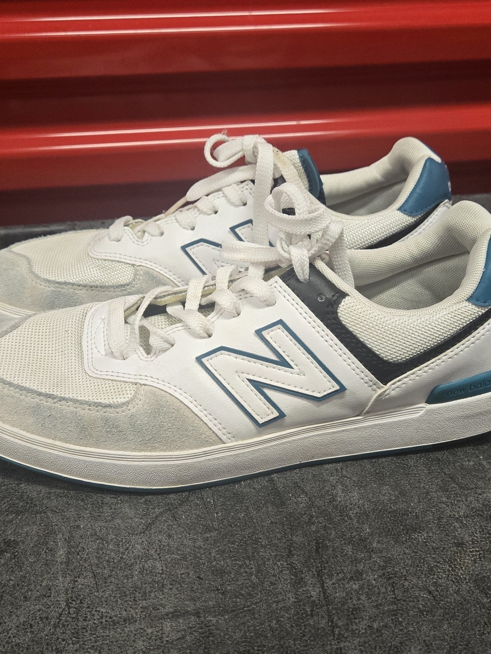 New Balance White and Teal Men’s Sneakers